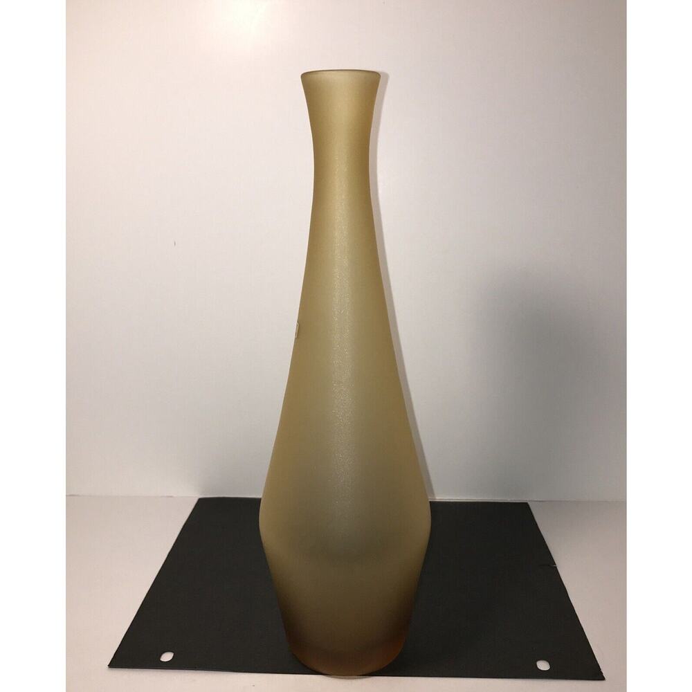 Hand Blown Beach Glass Long Neck Bottles Attributes Of Michael Anchin Signed 13"